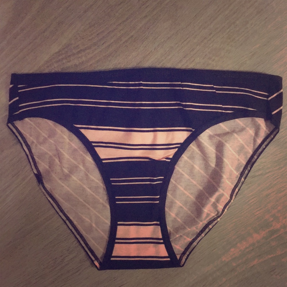 Black and pink striped bikini NWOT
